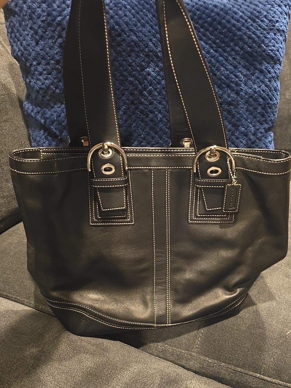 Vintage Coach Soho Y2k F11093 Medium Black Leather Tote Mint Condition 2007